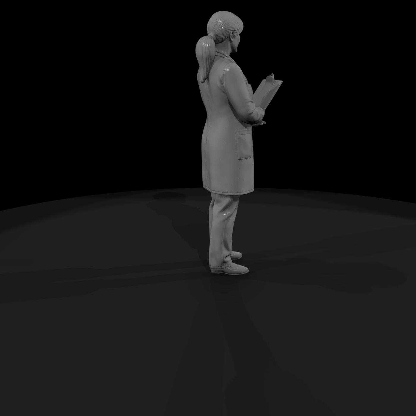 Modern Female Doctor Miniature — Lab Coat & Stethoscope