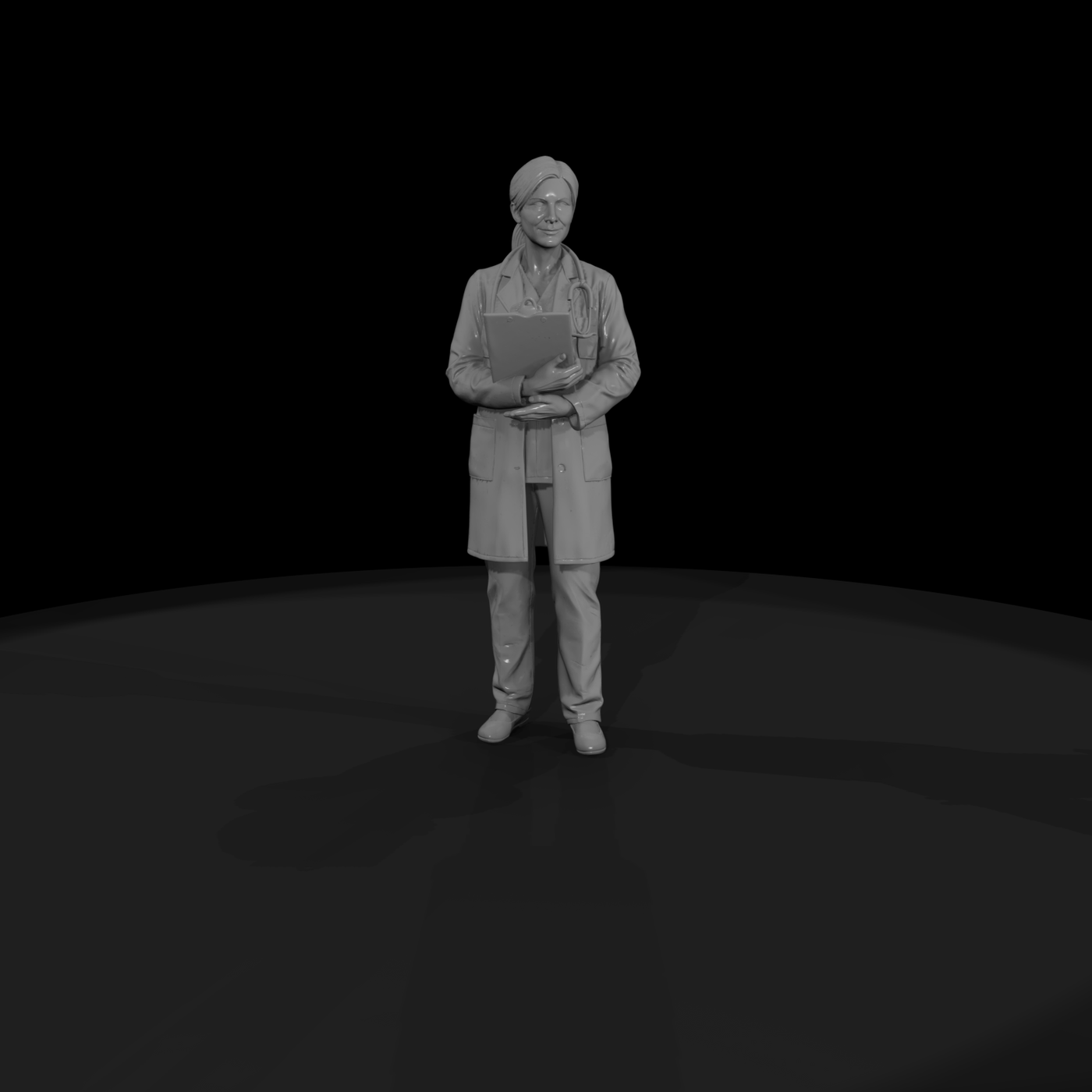 Modern Female Doctor Miniature — Lab Coat & Stethoscope