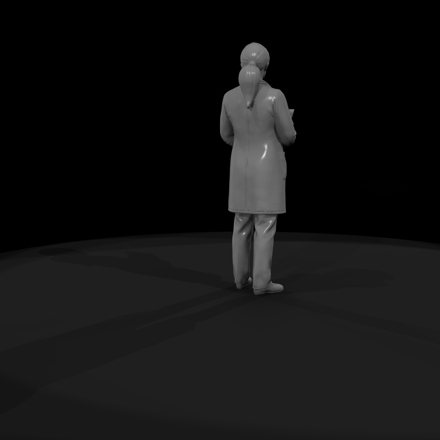 Modern Female Doctor Miniature — Lab Coat & Stethoscope