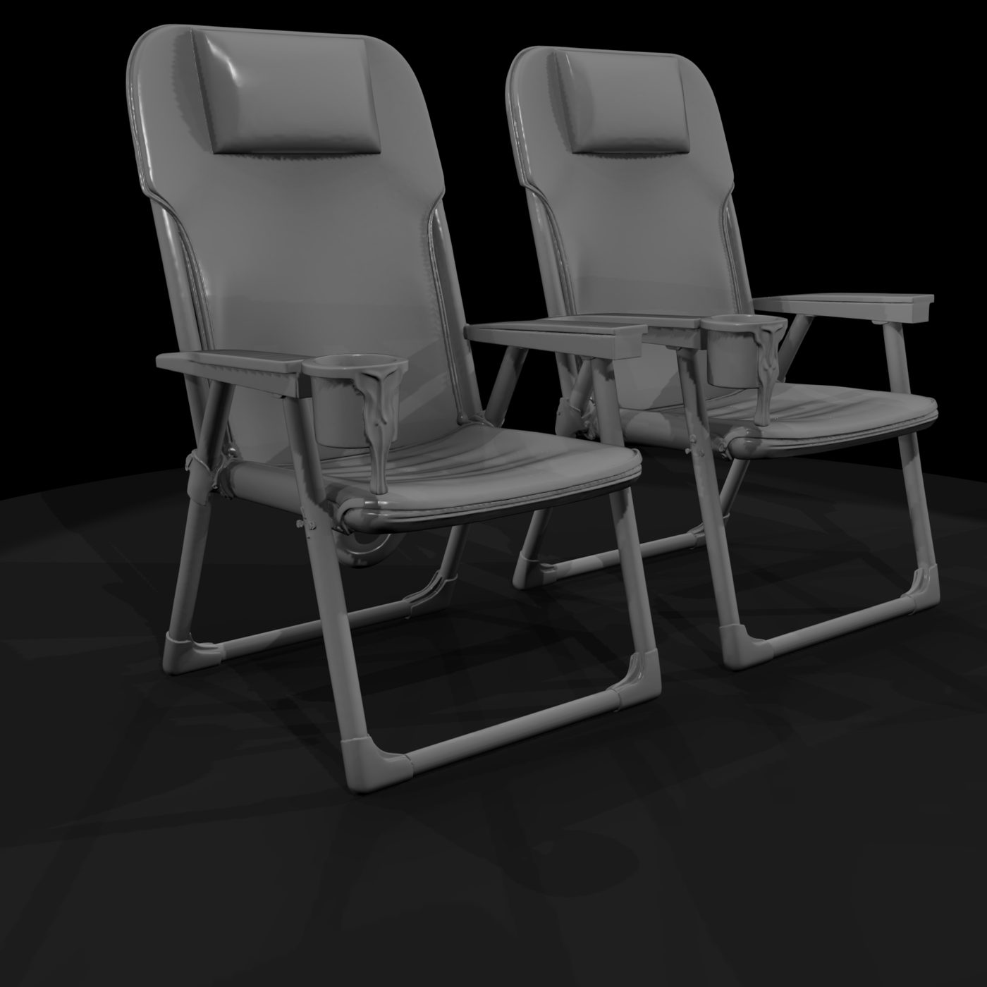 Modern Folding Camping Chairs — Pair (3D‑Printable Miniature)
