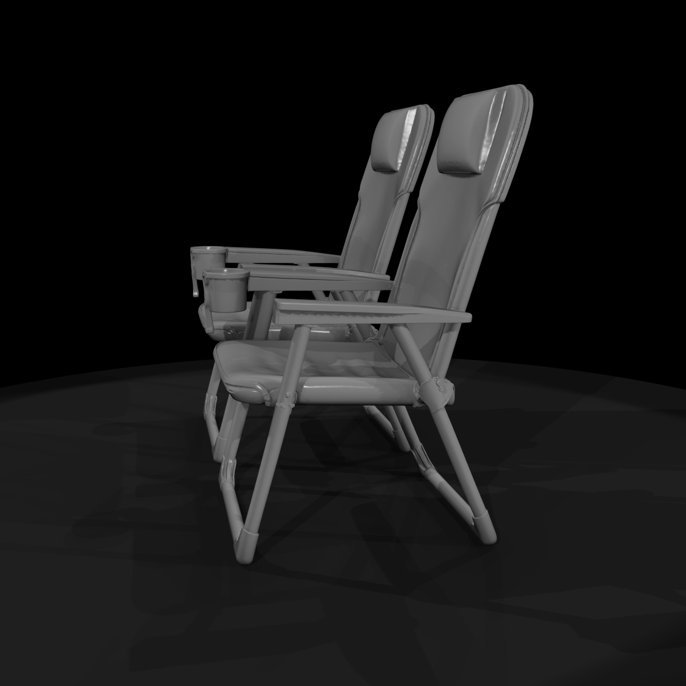 Modern Folding Camping Chairs — Pair (3D‑Printable Miniature)