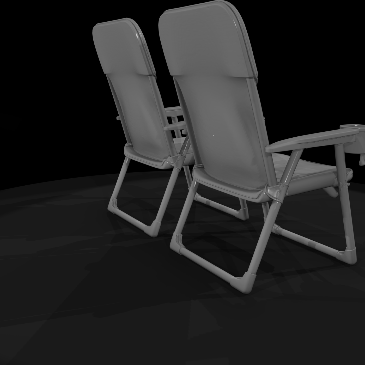 Modern Folding Camping Chairs — Pair (3D‑Printable Miniature)