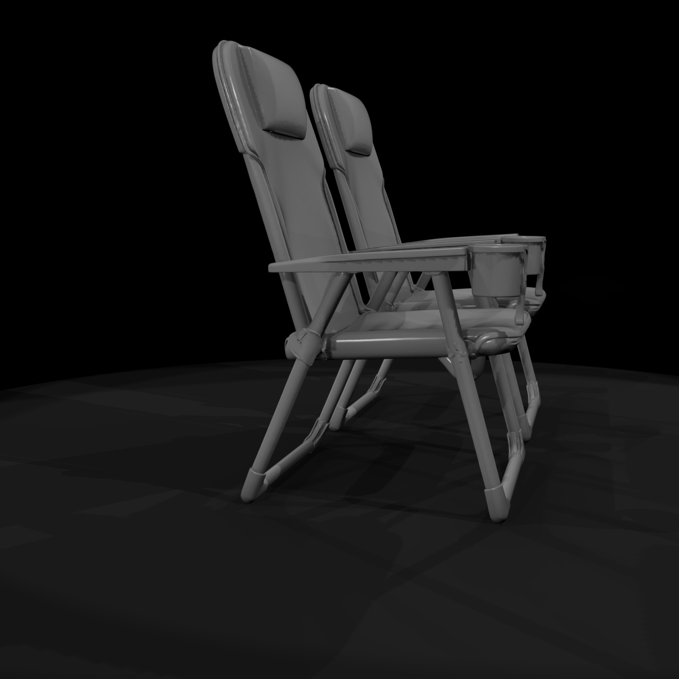 Modern Folding Camping Chairs — Pair (3D‑Printable Miniature)