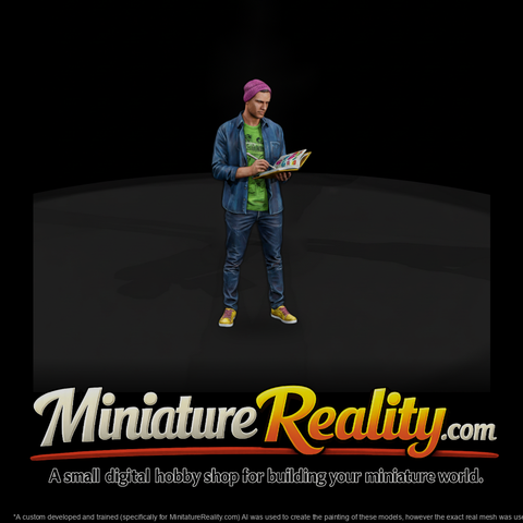 Modern Graphic Designer Miniature — Sketchbook Pose