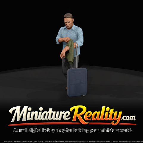 Modern Male Passenger with Luggage — Waiting Pose