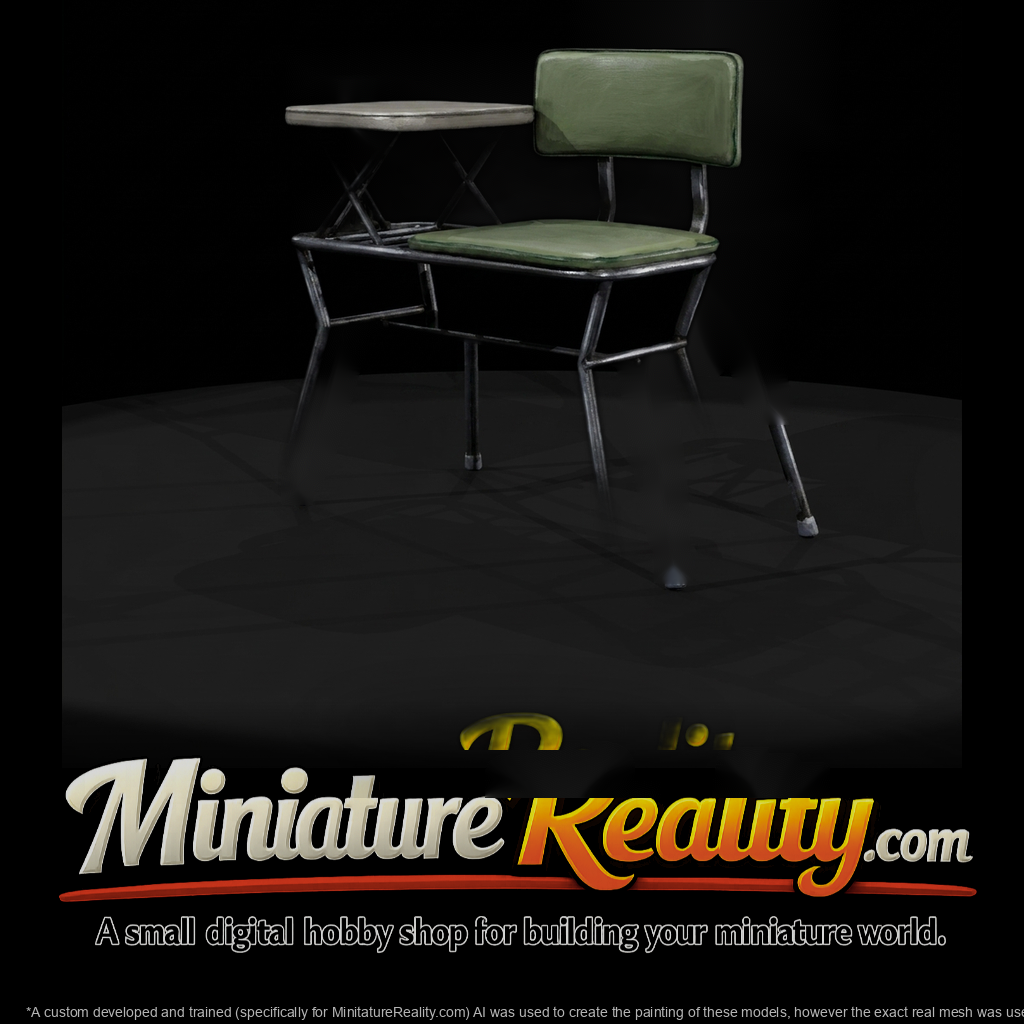 Modern Minimal Student Desk Chair with Tablet Arm (HO Scale)