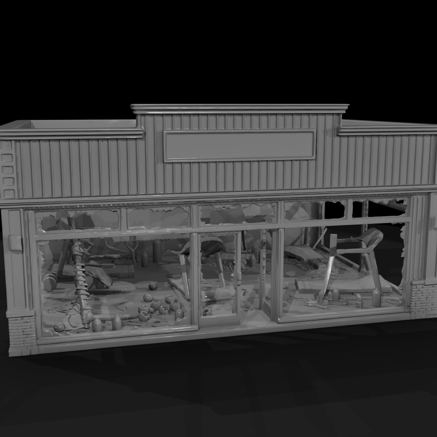 Modern Shopfront Row — Contemporary Retail Block