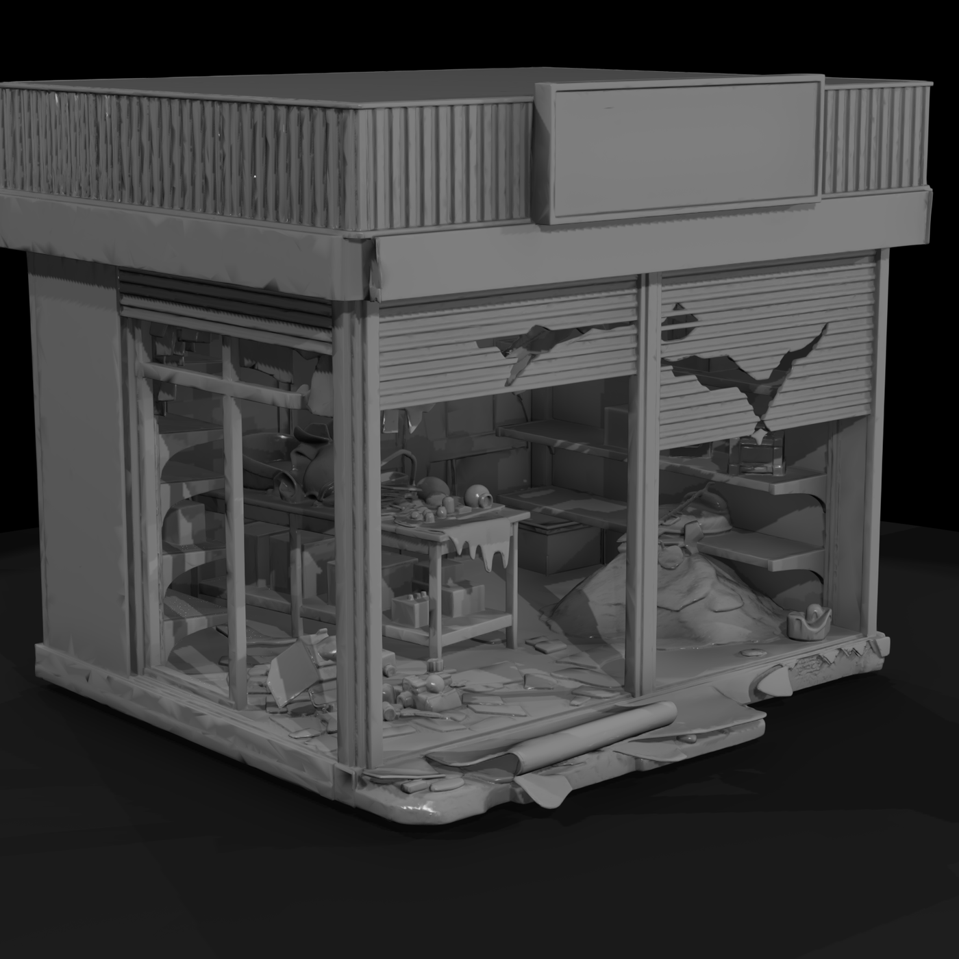 Modern Commercial Storefronts Backdrop