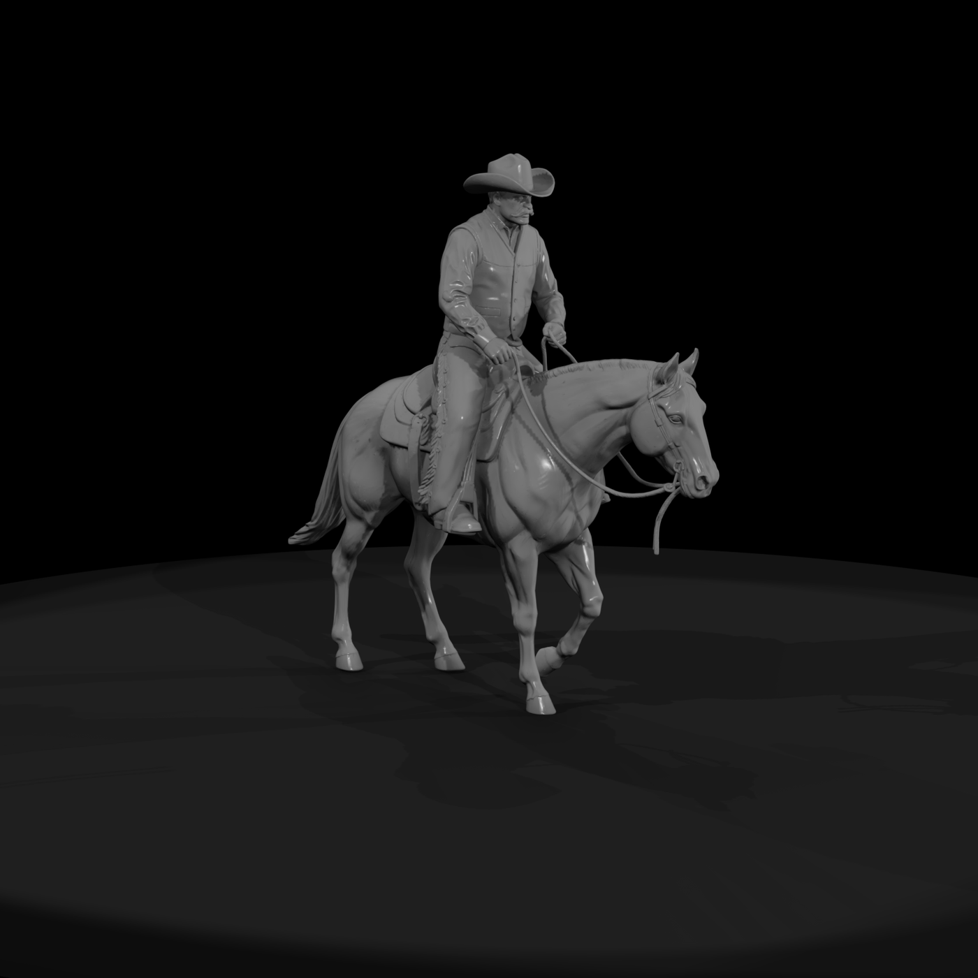Mounted Cowboy on Horse