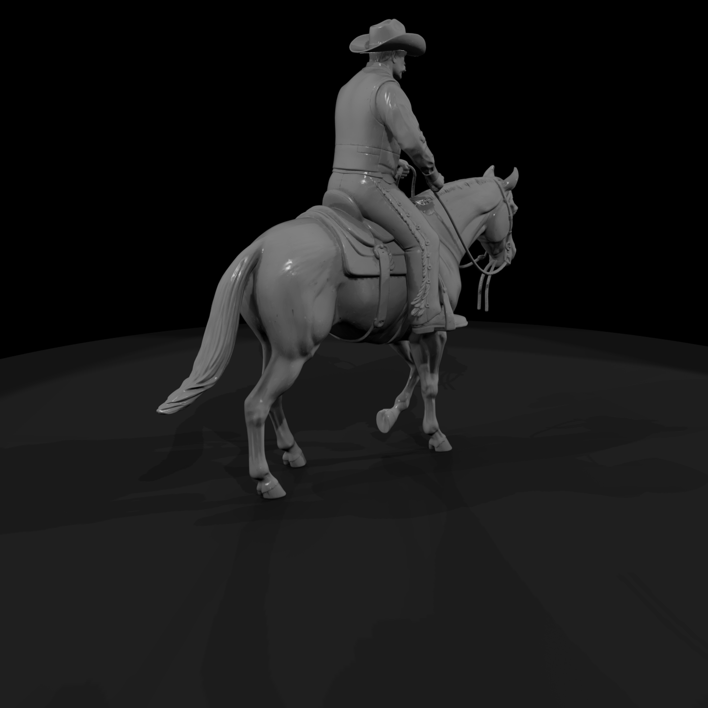 Mounted Cowboy on Horse