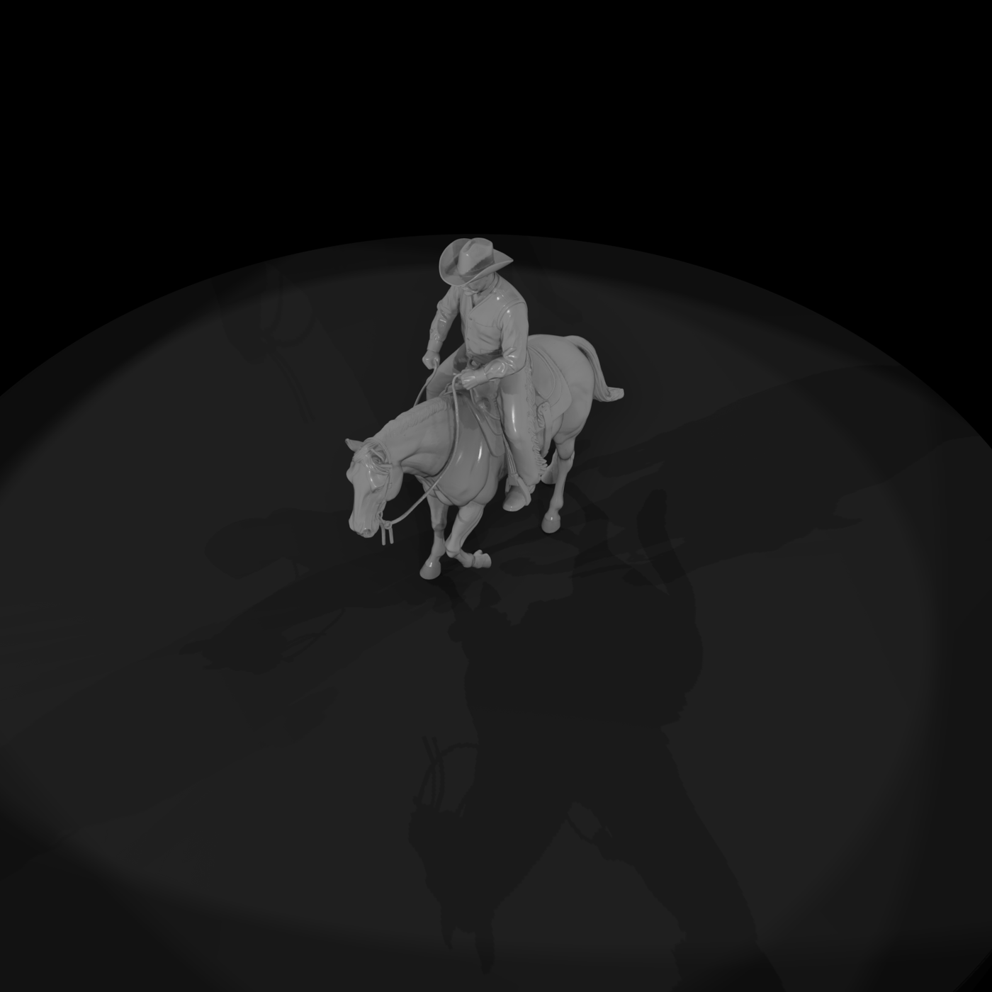 Mounted Cowboy on Horse