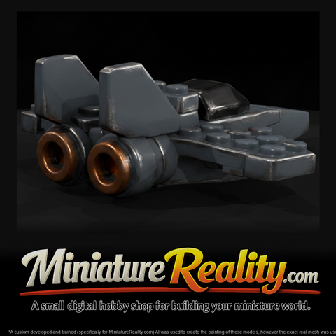 Toy Brick Spaceship Shape miniature, three-quarter view