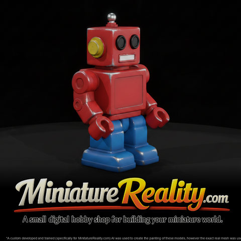 Toy Robot Shelf Display miniature, three-quarter view