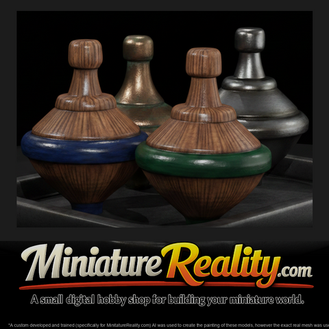 Spinning Top Toy Set miniature, three-quarter view