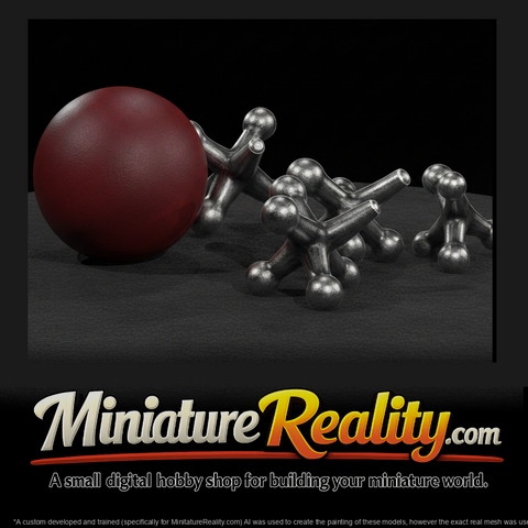 Jacks and Ball Set miniature, three-quarter view