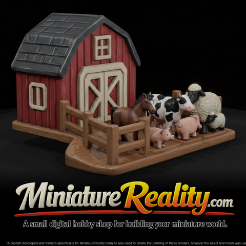 Toy Farm Playset miniature, three-quarter view
