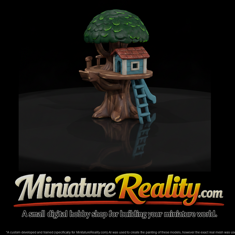 Toy Treehouse Playset miniature, three-quarter view