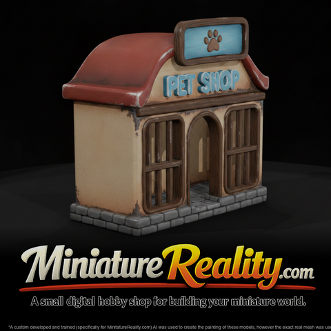 Toy Pet Shop Playset miniature, three-quarter view