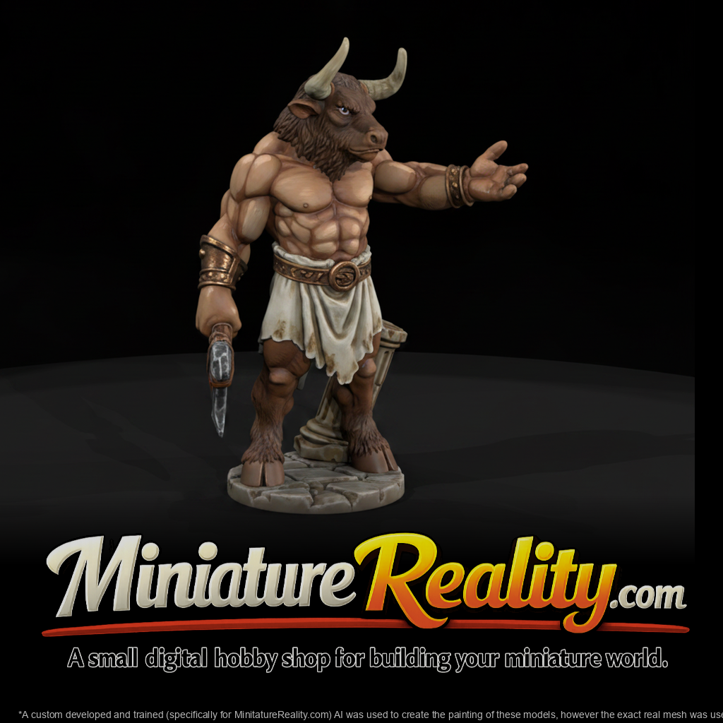 Mythology Minotaur Figure, three-quarter view