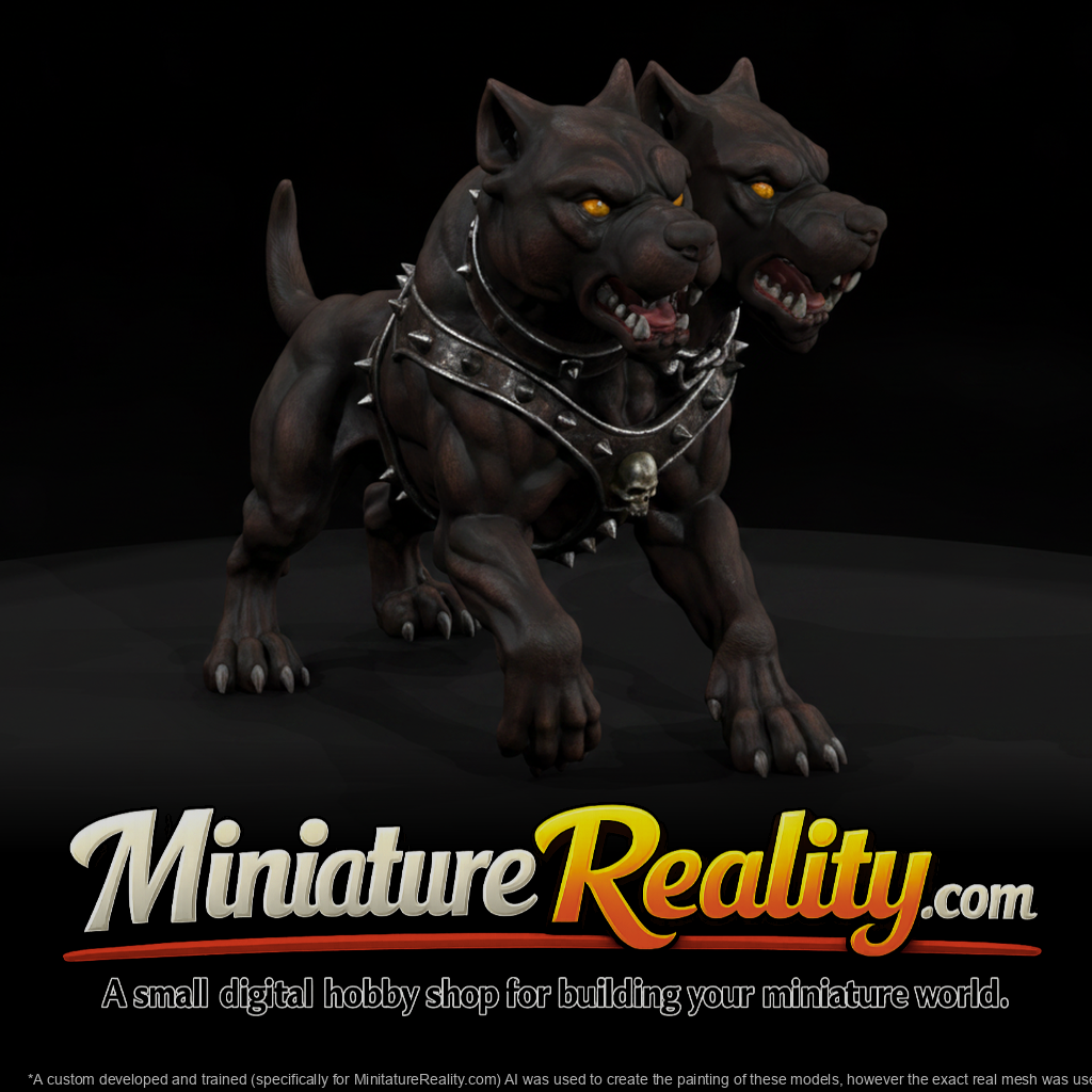 Mythology Cerberus Figure, three-quarter view