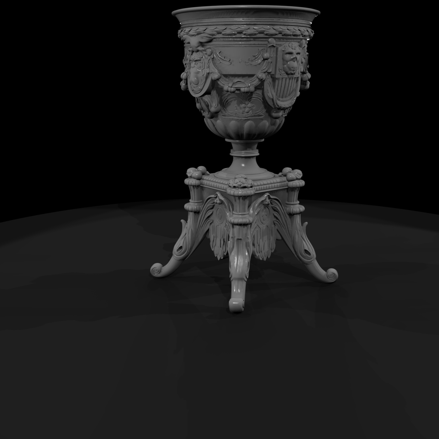 Neoclassical Carved Urn on Tripod Pedestal — Miniature Ornament
