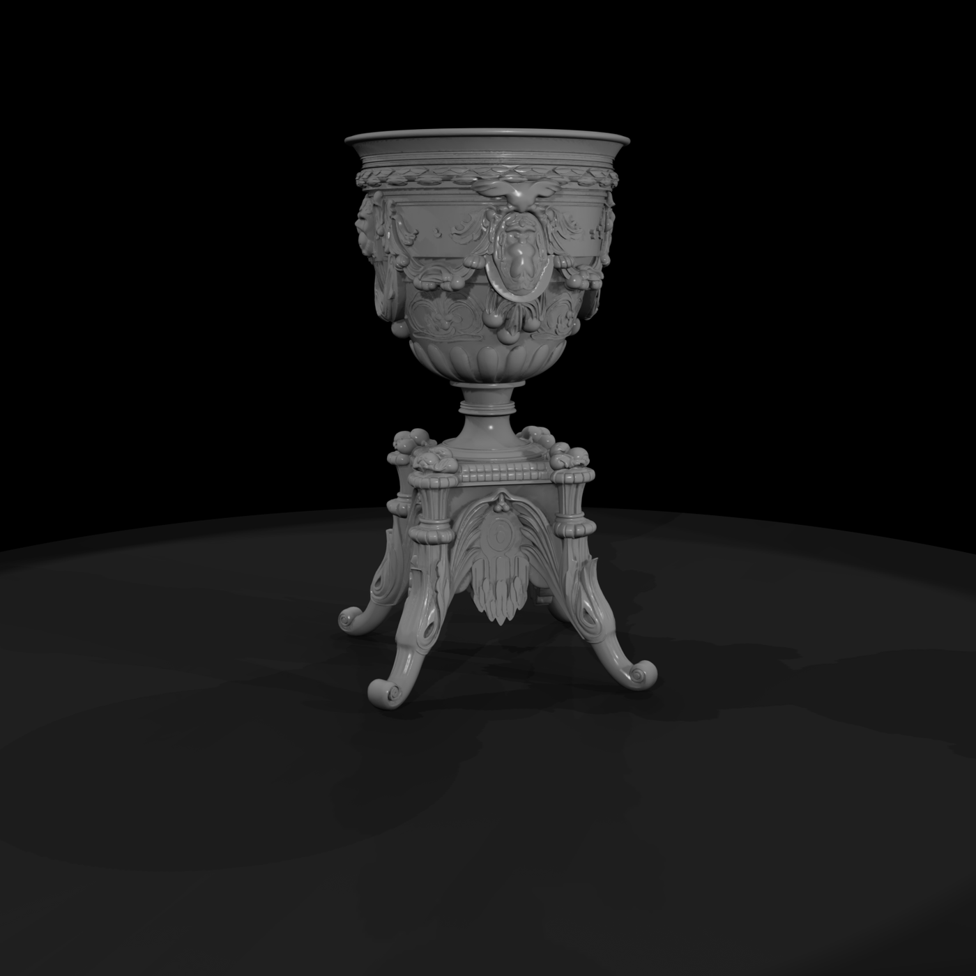 Neoclassical Carved Urn on Tripod Pedestal — Miniature Ornament