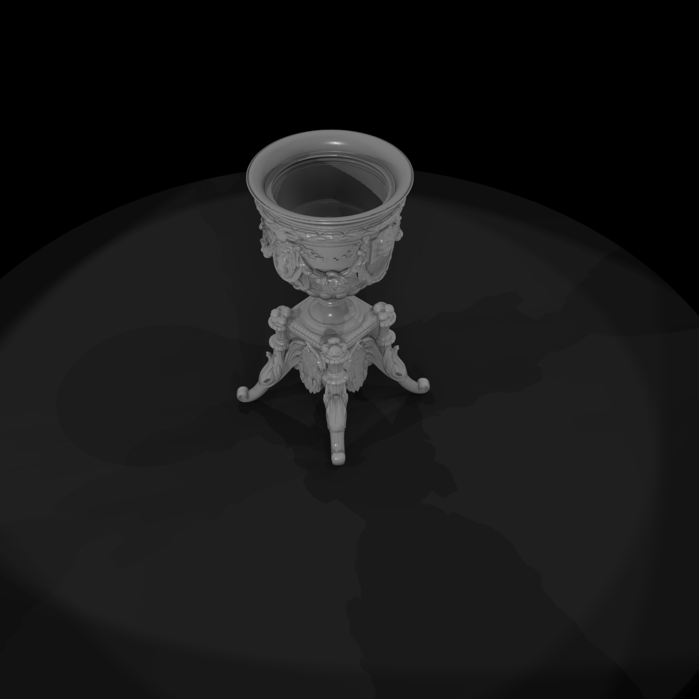 Neoclassical Carved Urn on Tripod Pedestal — Miniature Ornament