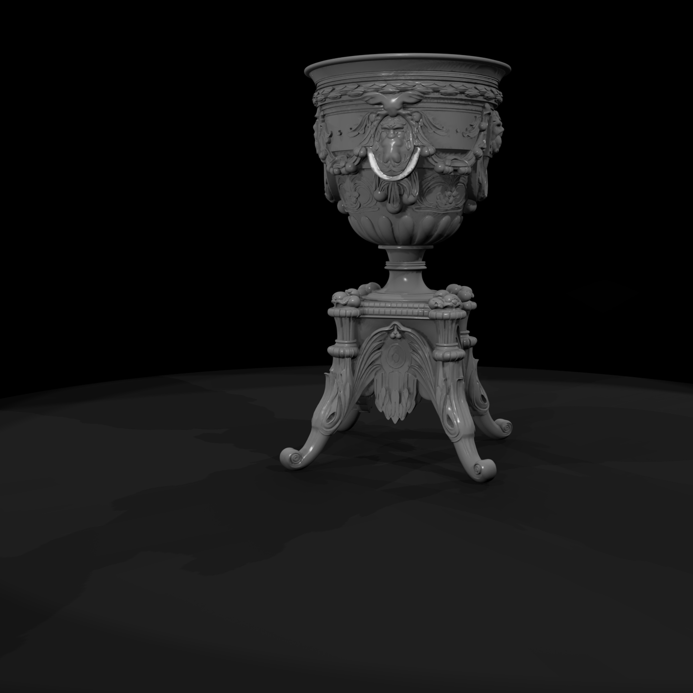 Neoclassical Carved Urn on Tripod Pedestal — Miniature Ornament