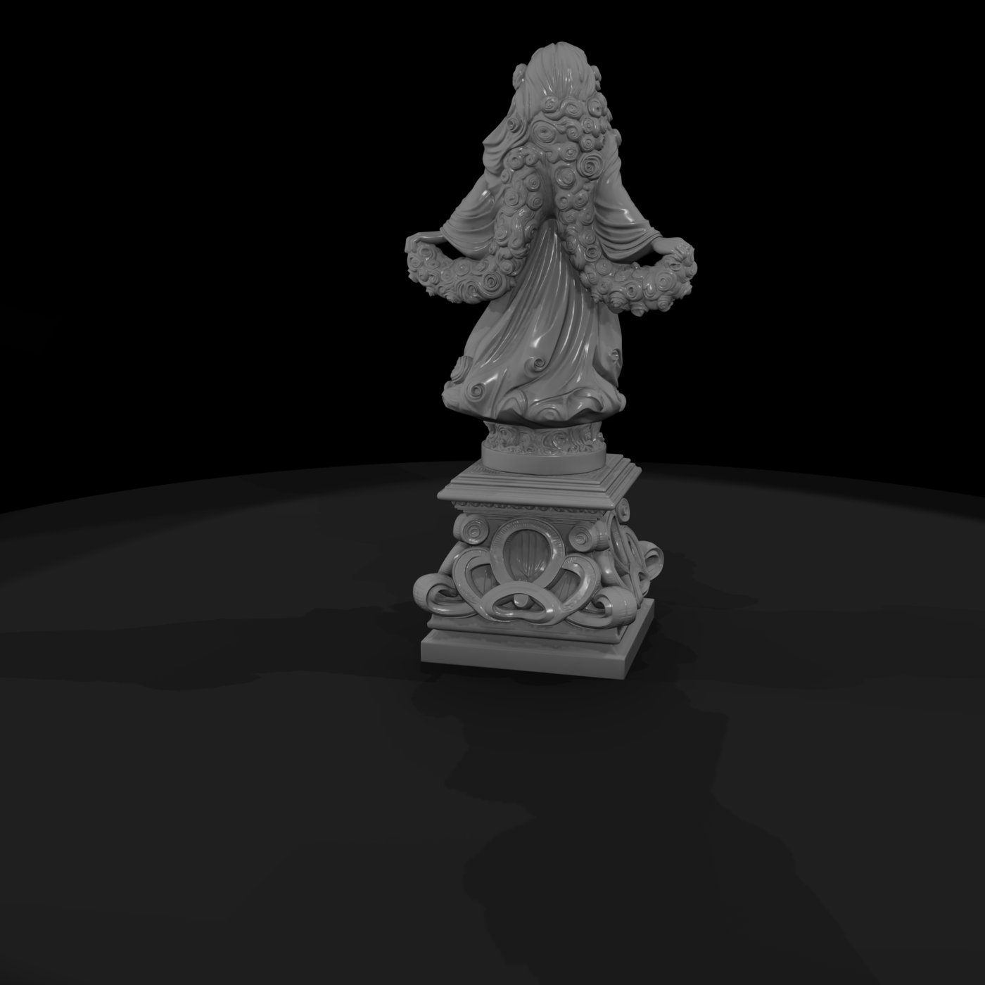 Neoclassical Female Statue with Floral Garland — & Display