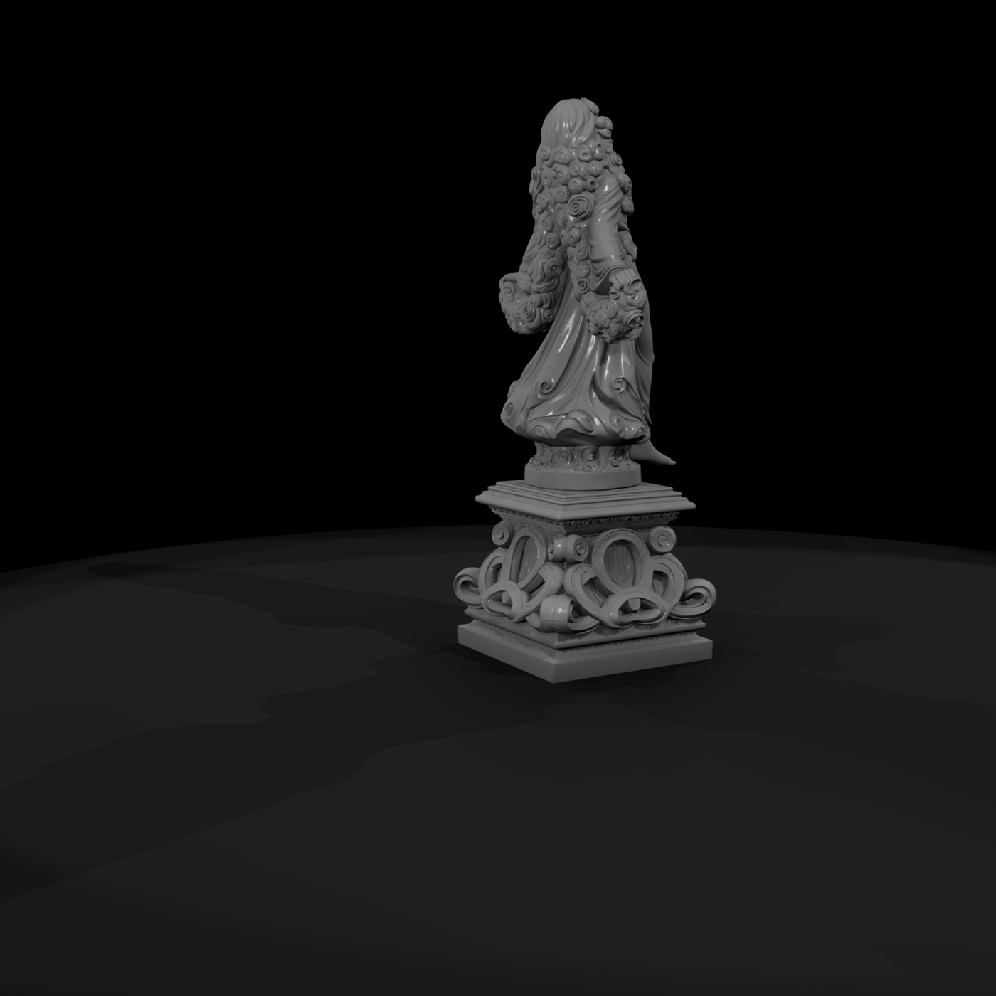 Neoclassical Female Statue with Floral Garland — & Display