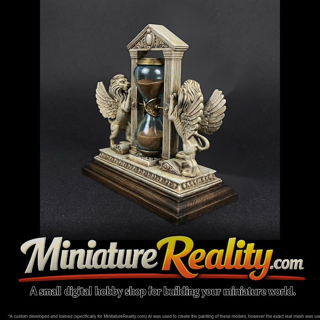 Neoclassical Winged Lion Hourglass Miniature (3D Printable)