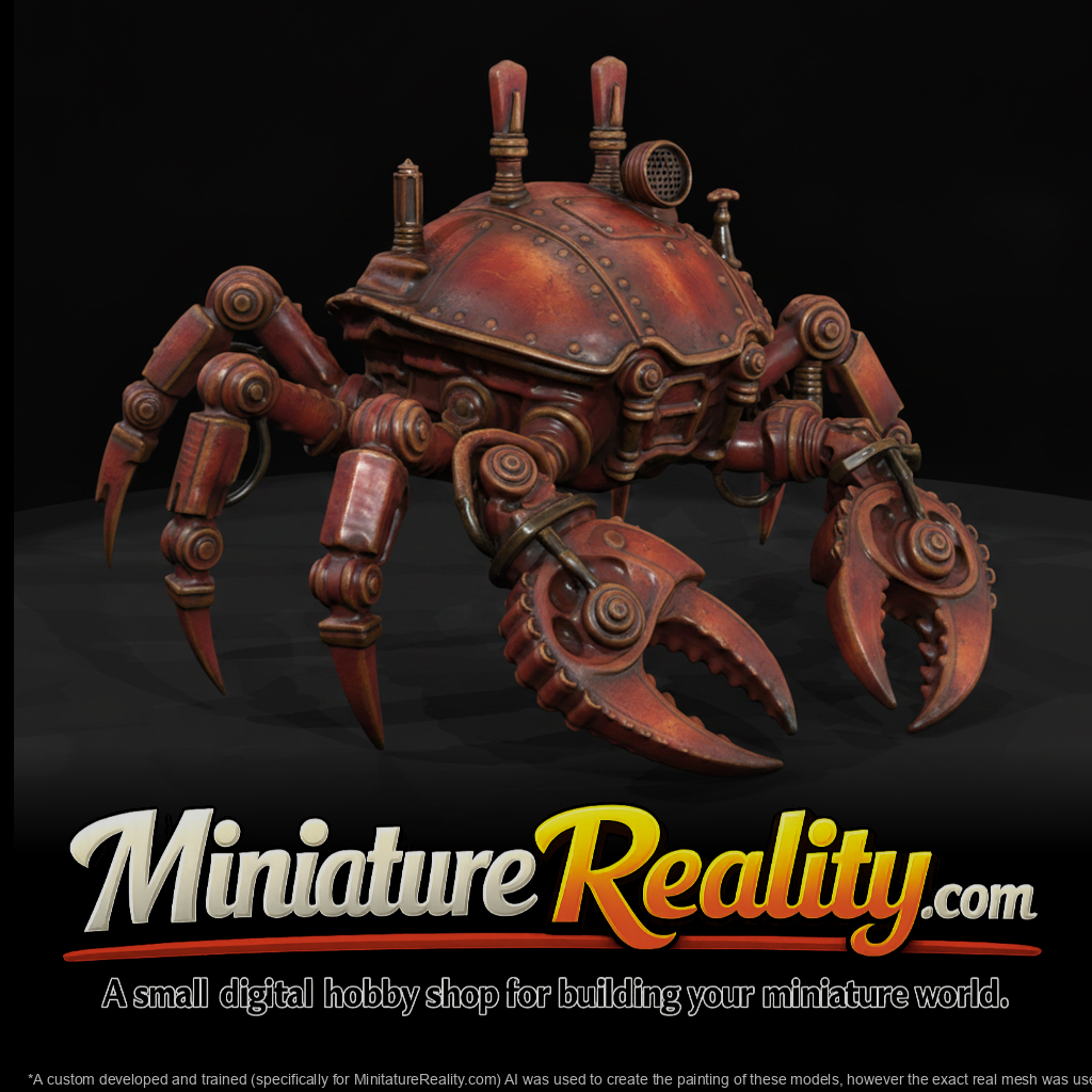 Nightmare Clockwork Creatures Steam Powered Spider miniature, three-quarter view