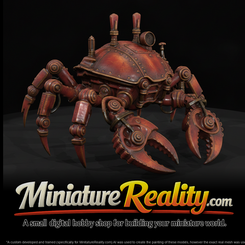 Nightmare Clockwork Creatures Steam Powered Spider miniature, three-quarter view