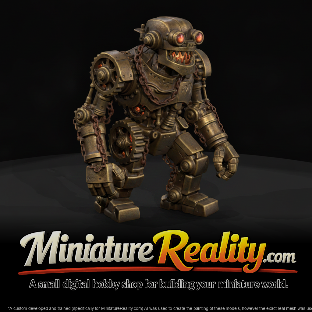 Nightmare Clockwork Creatures The Clanking Brute miniature, three-quarter view