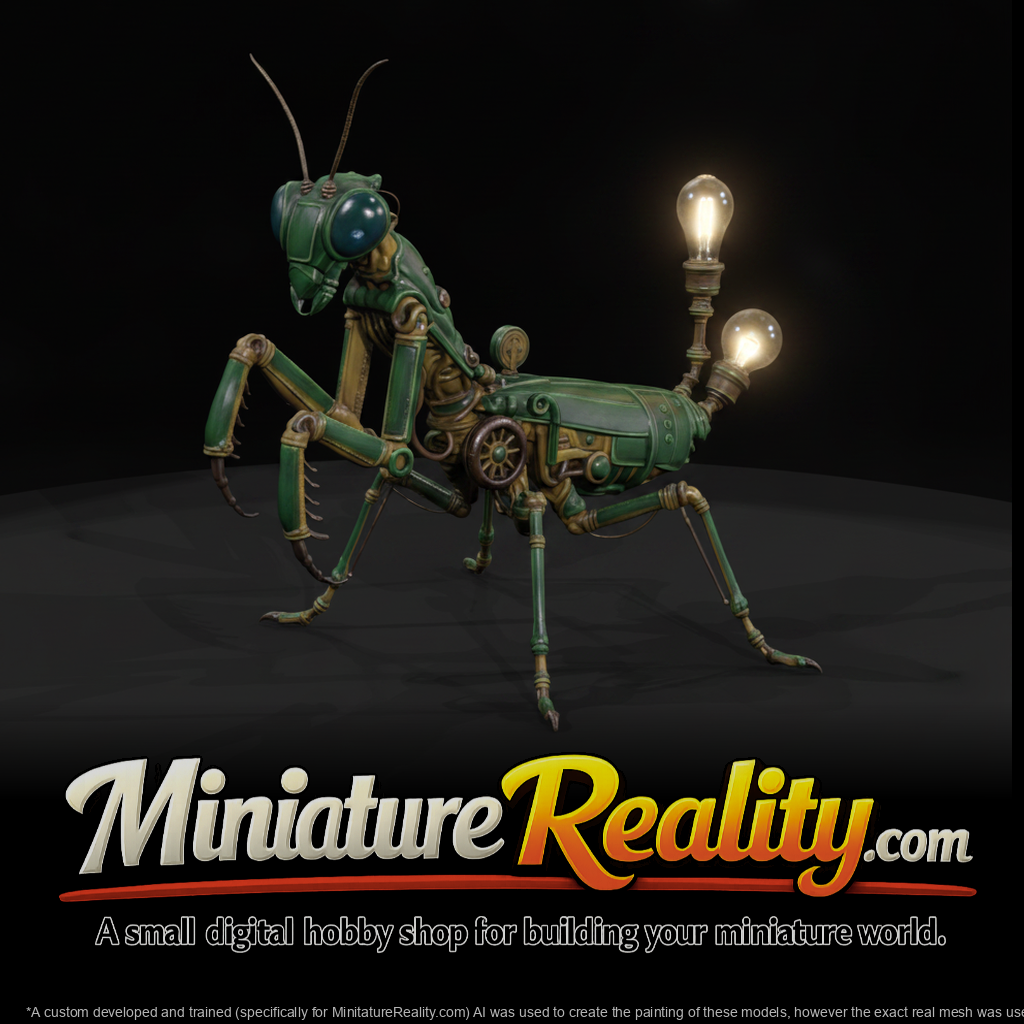 Nightmare Clockwork Creatures The Mechanical Manti miniature, three-quarter view