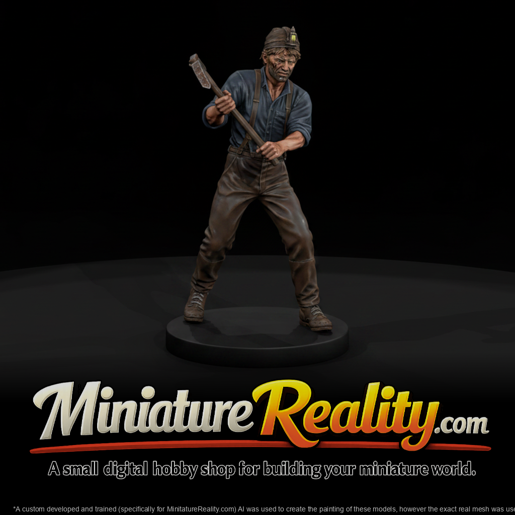 1880s Underground Miner Pick Miner miniature, three-quarter view