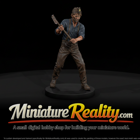 1880s Underground Miner Pick Miner miniature, three-quarter view