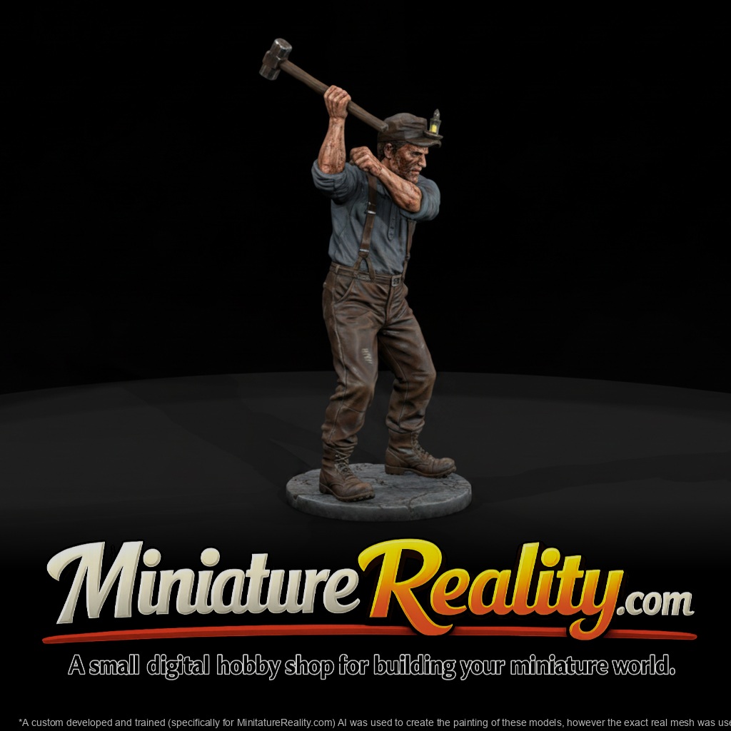 1880s Underground Miner Double Jack Striker miniature, three-quarter view