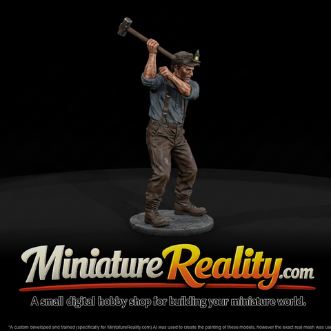 1880s Underground Miner Double Jack Striker miniature, three-quarter view