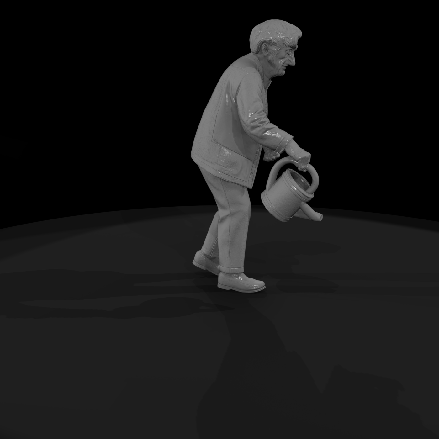 Older Woman with Watering Can — Park Miniature