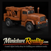 Orange Utility Truck miniature, three-quarter view — thumbnail 3