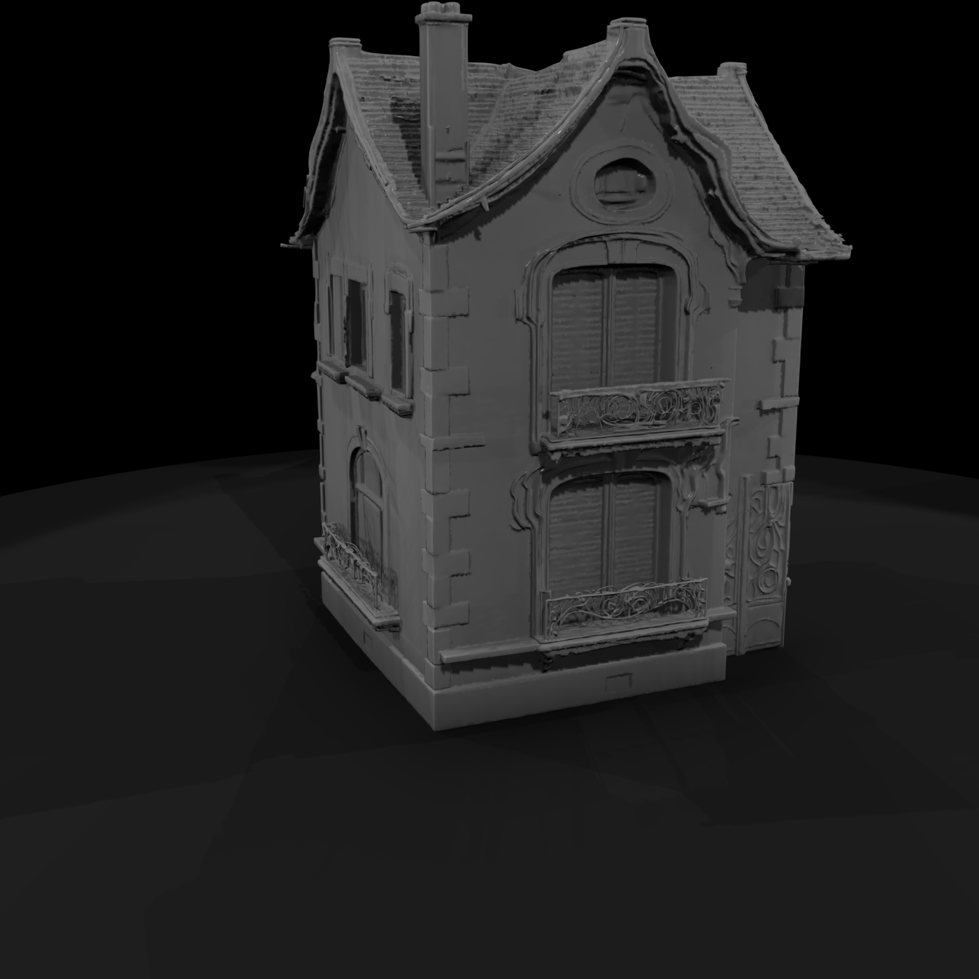 Ornate Art Nouveau Townhouse Miniature — 3D Printable Facade