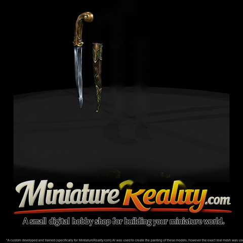 Ornate Fantasy Dagger & Scabbard (Diorama Prop)