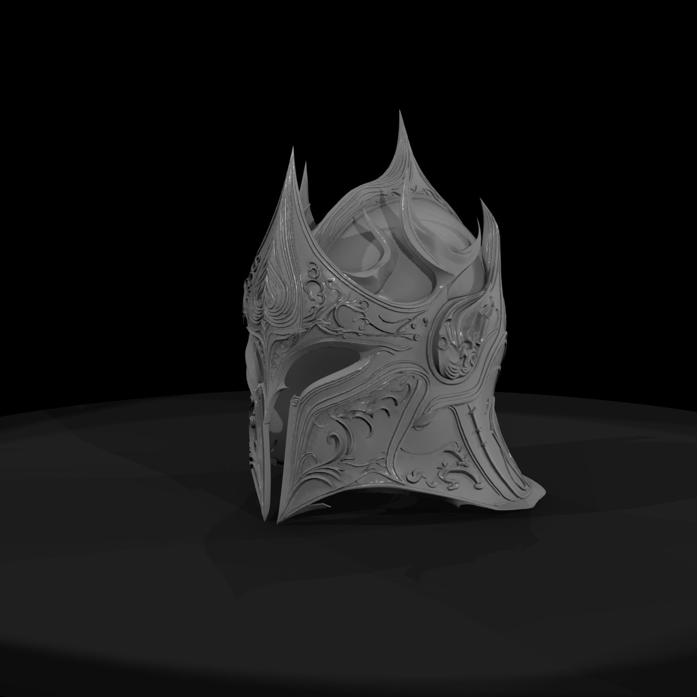 Ornate Gothic Knight Helmet — Fantasy Miniature