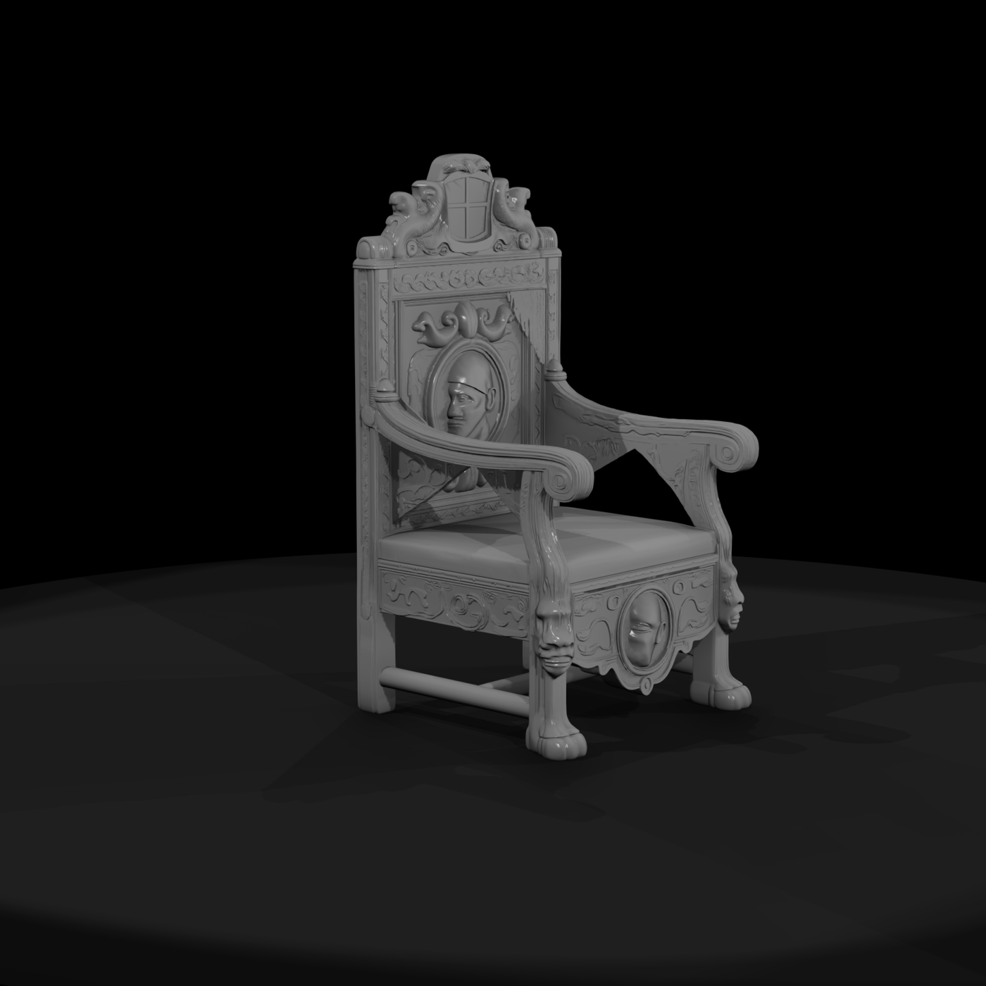 Ornate Medieval Royal Throne — 3D Printable Miniature