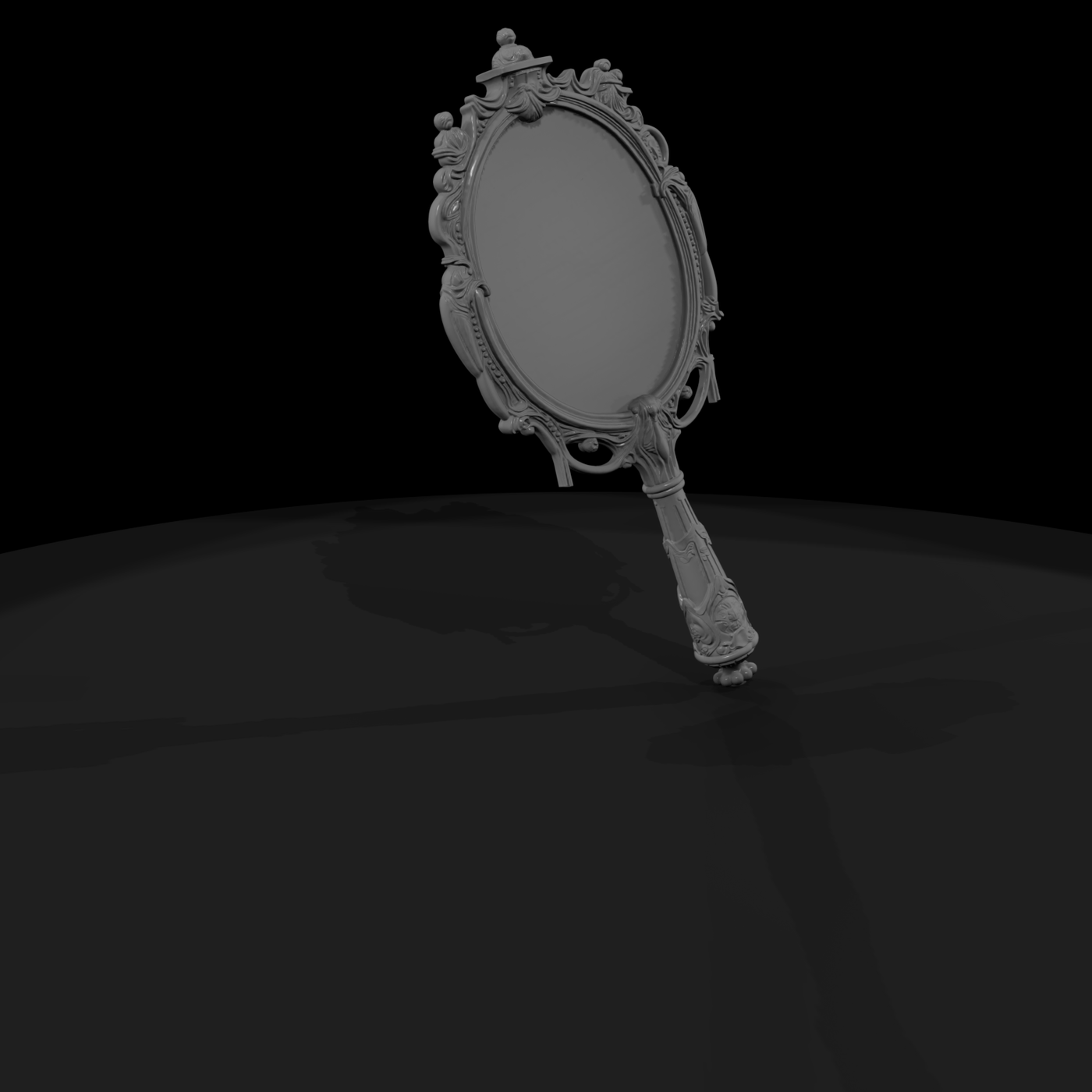 Ornate Rococo Hand Mirror — Miniature Dollhouse Vanity Accessory