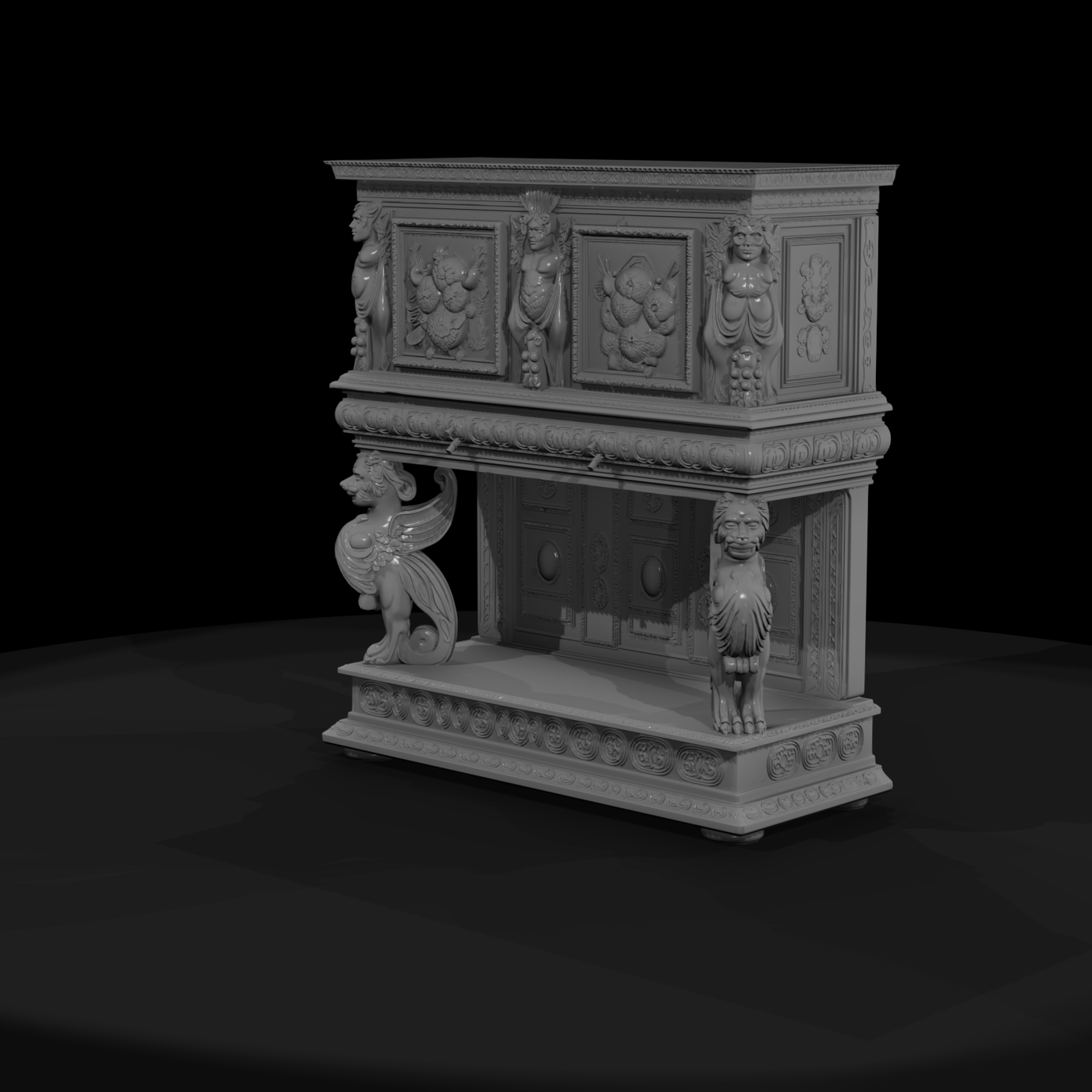 Ornate Renaissance Console Sideboard