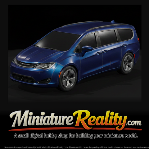 Pacifica‑Style Hybrid Minivan (2017) — 3D Printable Miniature, three-quarter view