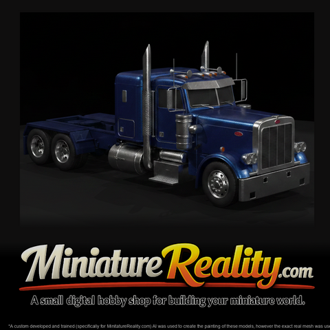 Peterbilt 359EXHD Flattop (1987) — 3D Printable Model, three-quarter view