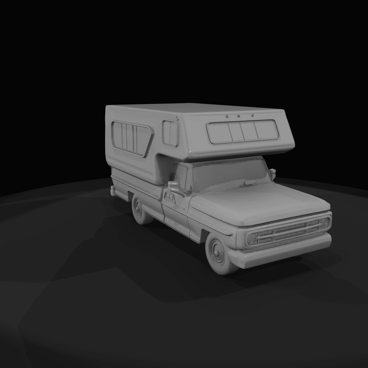 Pickup Truck With Camper (1970s)